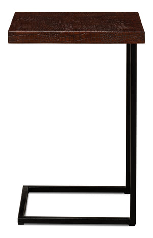 Sarreid Apple Orchard Laptop Table - Stylish Croc Leather Top With Durable Iron Stand For Modern Workspaces Brown  26380