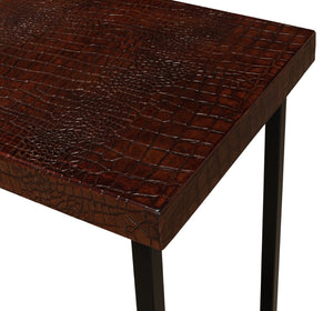 Sarreid Apple Orchard Laptop Table - Stylish Croc Leather Top With Durable Iron Stand For Modern Workspaces Brown  26380