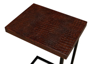 Sarreid Apple Orchard Laptop Table - Stylish Croc Leather Top With Durable Iron Stand For Modern Workspaces Brown  26380