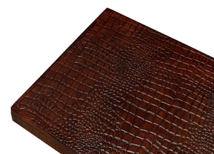 Sarreid Apple Orchard Laptop Table - Stylish Croc Leather Top With Durable Iron Stand For Modern Workspaces Brown  26380