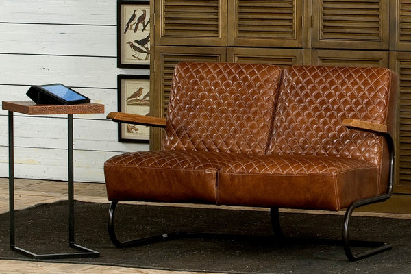 Sarreid Apple Orchard Laptop Table - Stylish Croc Leather Top With Durable Iron Stand For Modern Workspaces Brown  26380