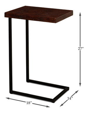 Sarreid Apple Orchard Laptop Table - Stylish Croc Leather Top With Durable Iron Stand For Modern Workspaces Brown  26380