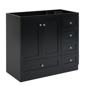 English Elm [Cabinet Only] 36" Black Bathroom Vanity - Shaker MDF Vanity with 4 Drawers, 2 Soft-Close Doors, Spacious Storage N729P176784B
