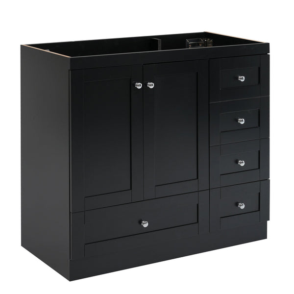 English Elm [Cabinet Only] 36" Black Bathroom Vanity - Shaker MDF Vanity with 4 Drawers, 2 Soft-Close Doors, Spacious Storage N729P176784B