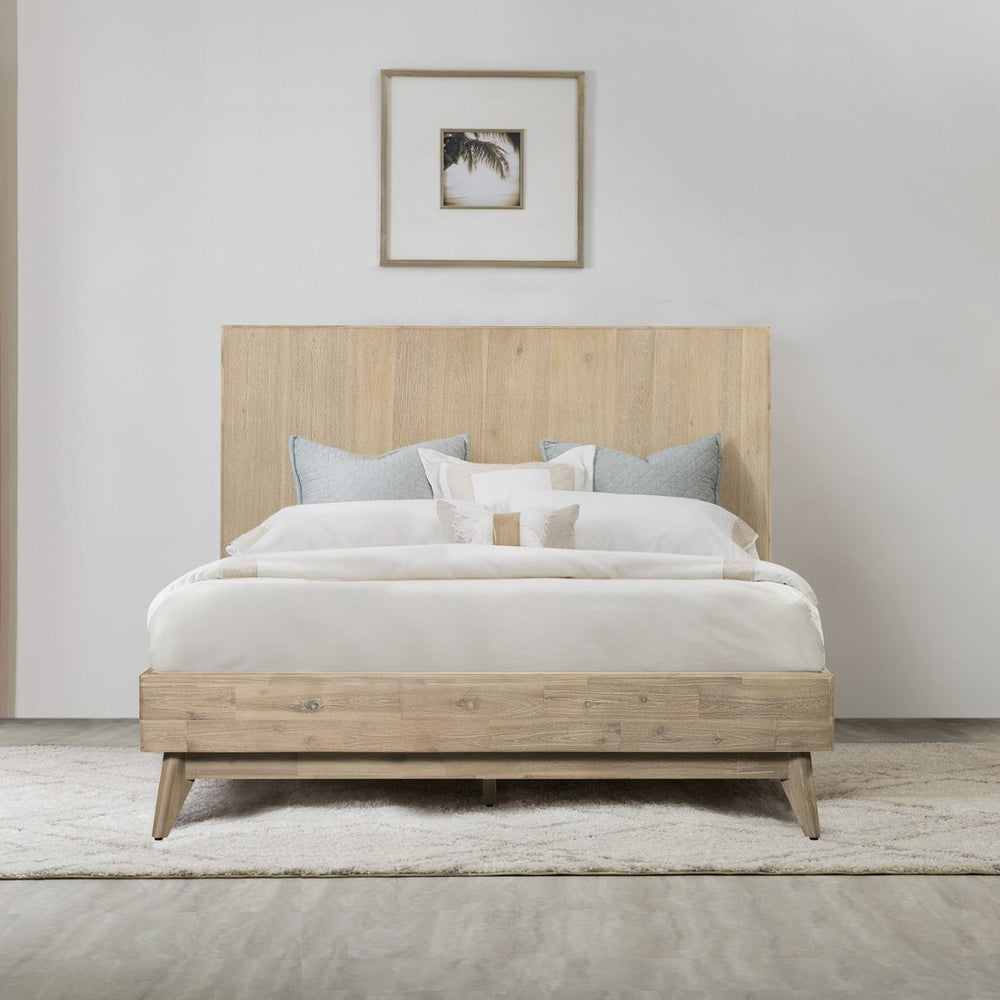 English Elm Baly Solid Acacia Wood King Platform Bed with Tall Mid-century Sculpted Headboard B2736S00033