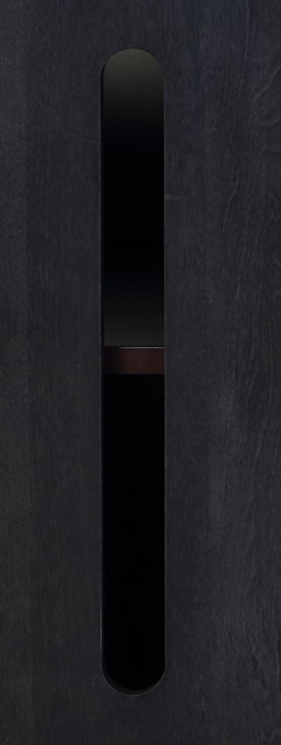 English Elm Geranio Metallic Silver & Walnut Console Cabinet with Geometric Pattern, Touch-Open Doors, 70lb Top B2726P285784