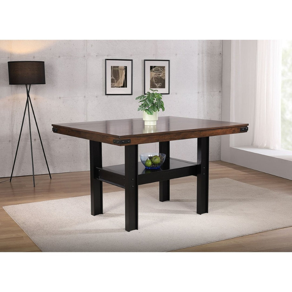 English Elm Walden Counter Height Dining Table Mango Oak Veneer Top with Industrial Matte Base B062P448006