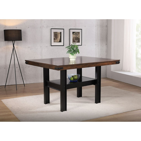 English Elm Walden Counter Height Dining Table Mango Oak Veneer Top with Industrial Matte Base B062P448006