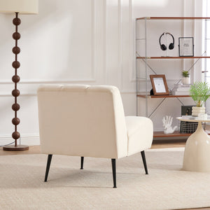 English Elm 24.4" Wide Modern Armless Velvet Accent Chair With Black Metal Legs For Stylish Home & Office Decor W3098P308777