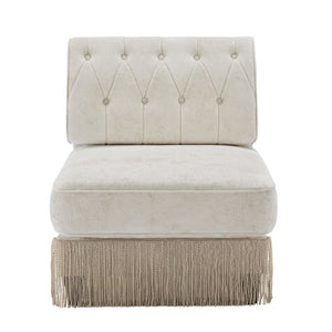 English Elm Armless Tufted Velvet Fleece Modular Sofa with Tassel Skirt for Elegant Living Rooms Beige W714P450810