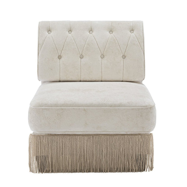 English Elm Armless Tufted Velvet Fleece Modular Sofa with Tassel Skirt for Elegant Living Rooms Beige W714P450810
