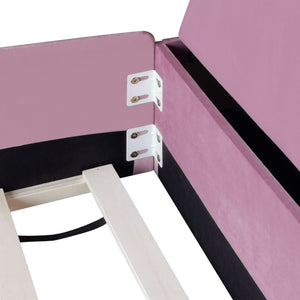 English Elm King Velvet Kids Platform Bed with Padded Guardrails Staircase and Storage Ottoman Pink+White SF000204AAH