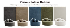 English Elm Round Cloud Sofa Bed Waffle Fabric Memory Foam Convertible Couch for Small Space Living Blue W3224P492030