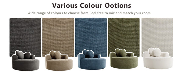 English Elm Round Cloud Sofa Bed Waffle Fabric Memory Foam Convertible Couch for Small Space Living Blue W3224P492030