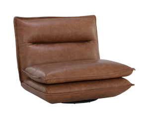Sunpan Colson Swivel Armless Chair in Luxurious Cognac Italian Leather - Contemporary Comfort & Style