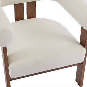 English Elm Christopher Knight Home® - Modern Upholstered Round Arm Accent Chair with Velvet Finish, Elegant Curved Back and Three Legs Design Beige 30.5 L x 29 W x 14.5 H N776P216194I