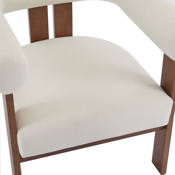 English Elm Christopher Knight Home® - Modern Upholstered Round Arm Accent Chair with Velvet Finish, Elegant Curved Back and Three Legs Design Beige 30.5 L x 29 W x 14.5 H N776P216194I