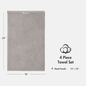 JLA Home Madison Park - 100% Cotton Diagonal Ribbed Hand Towel — Plush Zero-Twist 506 GSM Quick-Dry Luxury for Home Spa Grey MP73-8860
