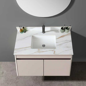 English Elm 43 Inch Marble Vanity Top - Elegant Carrara Design With Undermount Sink, 4" Backsplash, Easy Install W2699P192443
