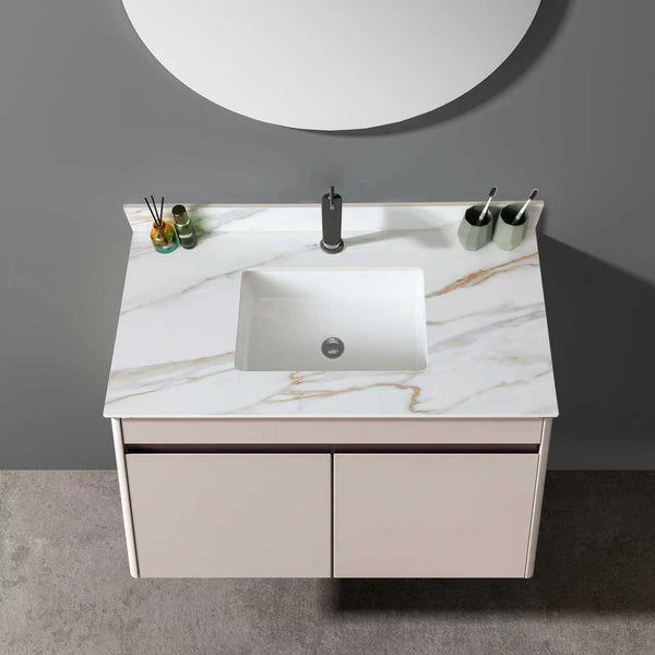 English Elm 43 Inch Marble Vanity Top - Elegant Carrara Design With Undermount Sink, 4" Backsplash, Easy Install W2699P192443