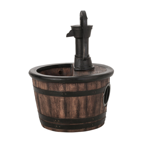 English Elm Christopher Knight Home® - 26.5" Handcrafted Weather-Resistant Wood Finish Floor Fountain with Waterfall Effect & LED Light 71775.00BRN