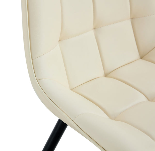 English Elm Modern Cream White Fabric Dining Chair - Stylish Grid Pattern For Contemporary Comfort & Versatility W370P207353