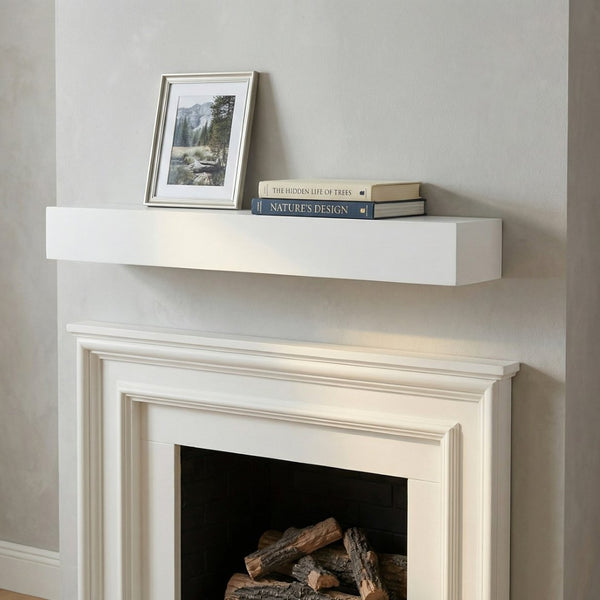 English Elm 60'' Paulownia Wood Floating Mantel Shelf Farmhouse Rustic Wall Display 70 Lb W2640P454232