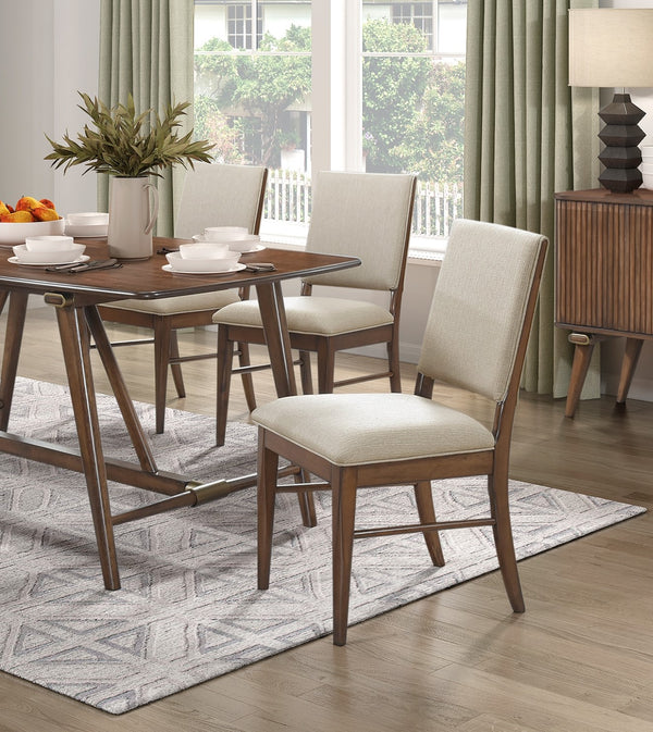 English Elm Modern 7-Piece Dining Set With Comfortable Fabric Upholstered Chairs And Brown Wood Finish Table B011S00983
