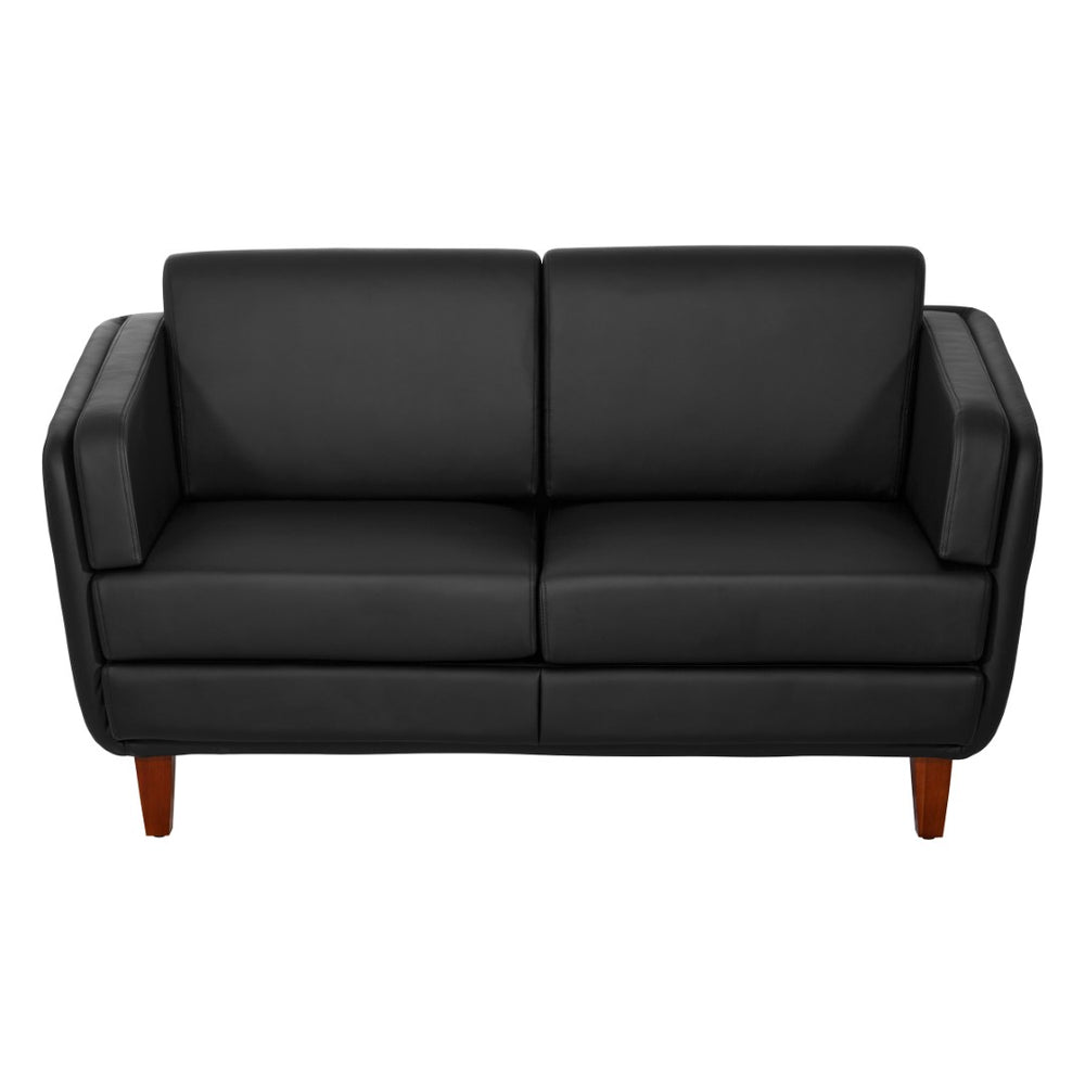 OSP Home Furnishings Loveseat Commercial Grade Faux Leather Two Seat Sofa with Cherry Wood Legs for Offices Loveseat SL59402-U65