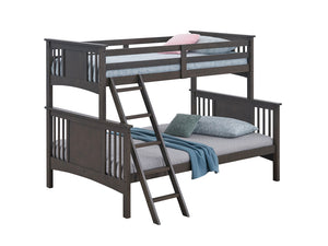 English Elm Modern Twin-Over-Full Bunk Bed with Angled Ladder, Solid Hardwood Frame and Patented Lock Joint Grey Mix 81 L x 15 W x 4 H B2741S00291