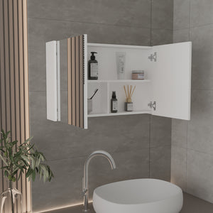 English Elm Medicine Compact Wall Cabinet with Mirror Door, Engineered Wood Storage, Durable, Space-Saving Design White 36.22 L x 24.8 W x 4.33 H B097P250835