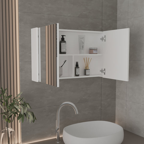 English Elm Medicine Compact Wall Cabinet with Mirror Door, Engineered Wood Storage, Durable, Space-Saving Design White 36.22 L x 24.8 W x 4.33 H B097P250835