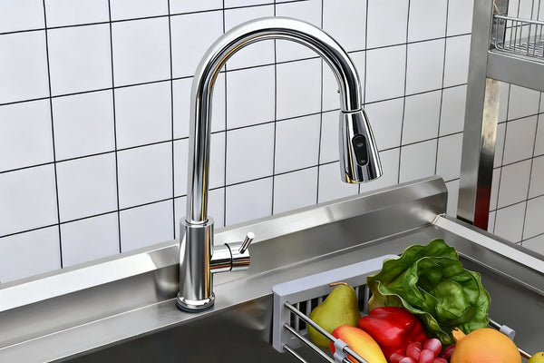 English Elm Stainless Steel Freestanding Utility Sink with Pull Out Faucet for Laundry or Garage W3167P356271