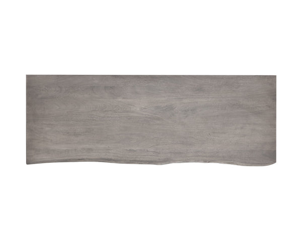 Sunpan Lewis Desk - Stunning Live Edge Design with Solid Acacia Wood, Brass Accents, and Three Drawers Grey