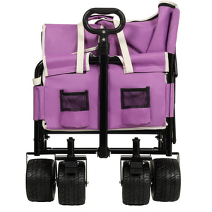 English Elm 3-in-1 Convertible Folding Wagon with Bench Seat Steel Frame 500lb Capacity Purple W2932P283543
