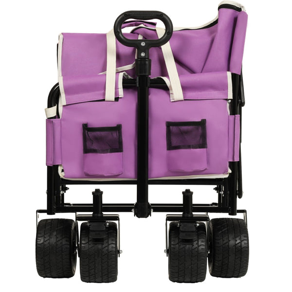 English Elm 3-in-1 Convertible Folding Wagon with Bench Seat Steel Frame 500lb Capacity Purple W2932P283543