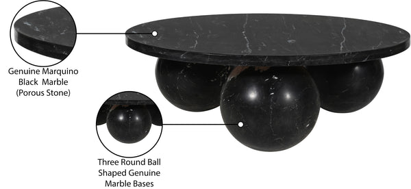 Spherical Black Coffee Table 264Black-CT Meridian Furniture