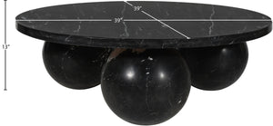 Meridian Furniture Spherical Genuine Marble Round Coffee Table Art Deco Sculptural Ball Base Living Room Accent Black 264Black-CT