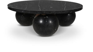 Meridian Furniture Spherical Genuine Marble Round Coffee Table Art Deco Sculptural Ball Base Living Room Accent Black 264Black-CT
