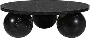 Meridian Furniture Spherical Genuine Marble Round Coffee Table Art Deco Sculptural Ball Base Living Room Accent Black 264Black-CT