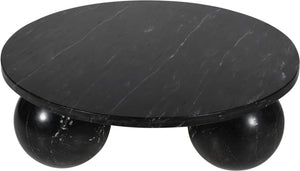 Meridian Furniture Spherical Genuine Marble Round Coffee Table Art Deco Sculptural Ball Base Living Room Accent Black 264Black-CT