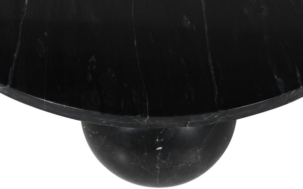 Meridian Furniture Spherical Genuine Marble Round Coffee Table Art Deco Sculptural Ball Base Living Room Accent Black 264Black-CT