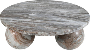Meridian Furniture Spherical Genuine Marble Round Coffee Table Art Deco Sculptural Ball Base Living Room Accent Brown 264Brown-CT