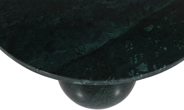 Meridian Furniture Spherical Genuine Marble Round Coffee Table Art Deco Sculptural Ball Base Living Room Accent Green Forest 264Green-CT