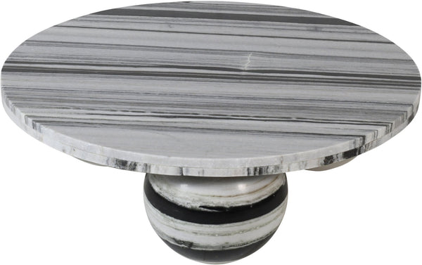 Meridian Furniture Spherical Genuine Marble Round Coffee Table Art Deco Sculptural Ball Base Living Room Accent Panda 264Panda-CT