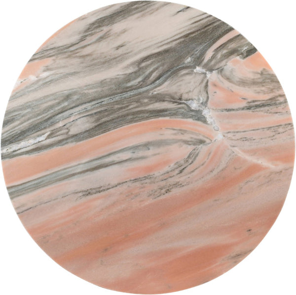 Meridian Furniture Spherical Genuine Marble Round Coffee Table Art Deco Sculptural Ball Base Living Room Accent Pink 264Pink-CT