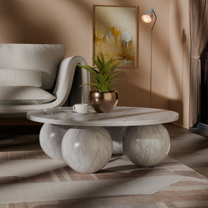 Spherical White Coffee Table 264White-CT Meridian Furniture
