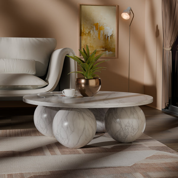 Spherical White Coffee Table 264White-CT Meridian Furniture
