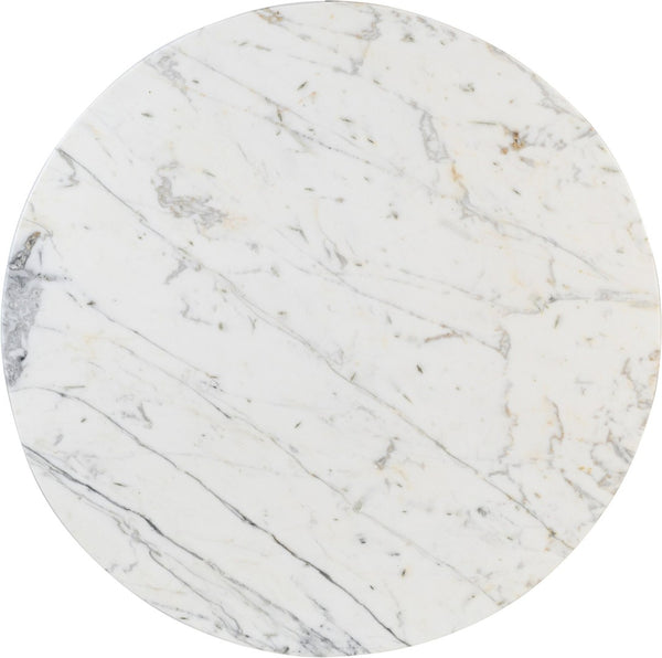 Meridian Furniture Spherical Genuine Marble Round Coffee Table Art Deco Sculptural Ball Base Living Room Accent White 264White-CT
