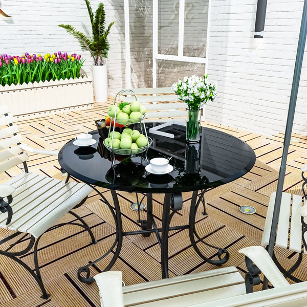 English Elm 36" Round Tempered Glass Table Top - Elegant Black Surface, Beveled Edge, Durable & Easy To Clean W241P248361